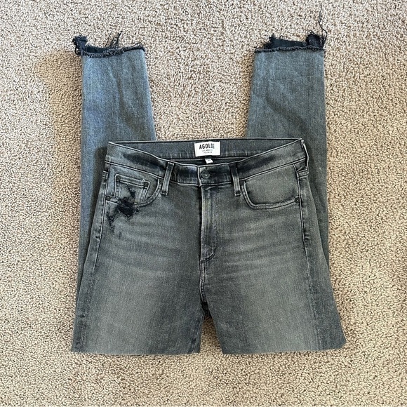 Agolde Women's Sophie Hi Rise Skinny Amplify Jeans in Dark Grey Black sz 30 - Picture 3 of 14